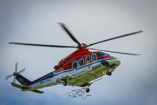 Canadian Helicopter Corporation AW139 inbound Den Helder Airport/ Naval Air Station De Kooy.