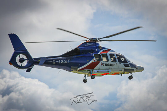 Bristow Group EC-155 inbound Den Helder Airport/ Naval Air Station De Kooy.