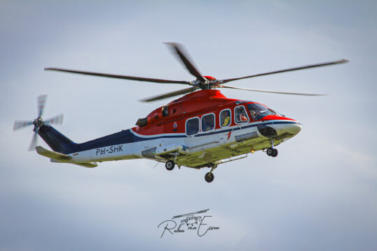 Canadian Helicopter Corporation AW139 inbound Den Helder Airport/ Naval Air Station De Kooy.