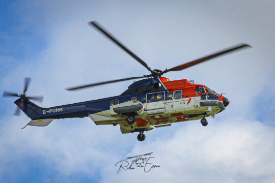 Canadian Helicopter Corporation Super Puma inbound Den Helder Airport/ Naval Air Station De Kooy.