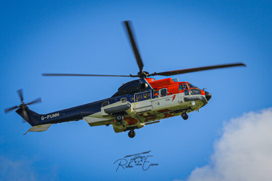 Canadian Helicopter Corporation Super Puma inbound Den Helder Airport/ Naval Air Station De Kooy.